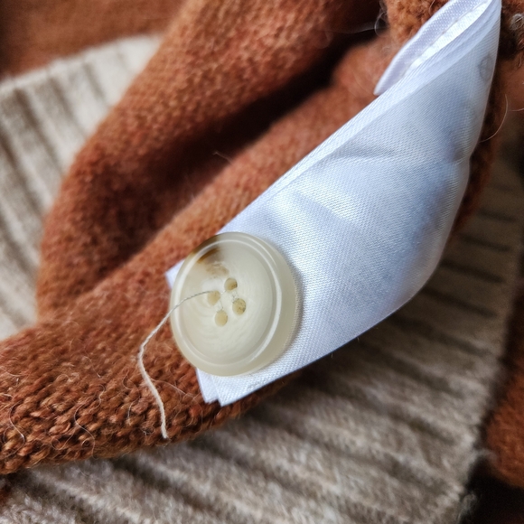 Yes Lola Womens Knit Crop Sweater Baggy Chunky Brown Button Up Cardigan Small - Picture 6 of 11